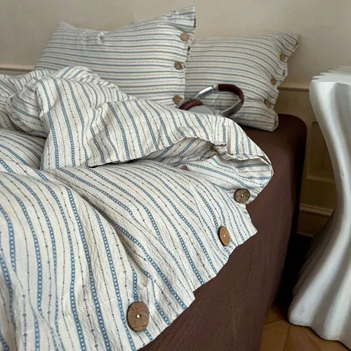 Bộ chăn ga gối chất cotton đũi kẻ có khuy Tamy bedding » TamyDecor - Chăn ga gối đệm Bộ chăn ga gối chất cotton đũi kẻ có khuy Tamy bedding - Ảnh 6
