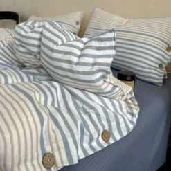 Bộ chăn ga gối chất cotton đũi kẻ có khuy Tamy bedding » TamyDecor - Chăn ga gối đệm duikhuy15 » TamyDecor - Chăn ga gối đệm