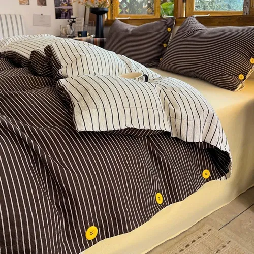Bộ chăn ga gối chất cotton đũi kẻ có khuy Tamy bedding » TamyDecor - Chăn ga gối đệm Bộ chăn ga gối chất cotton đũi kẻ có khuy Tamy bedding - Ảnh 10