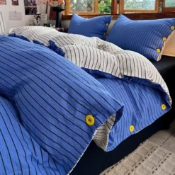 Bộ chăn ga gối chất cotton đũi kẻ có khuy Tamy bedding » TamyDecor - Chăn ga gối đệm duikhuy7 » TamyDecor - Chăn ga gối đệm