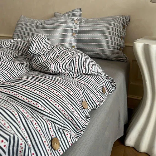 Bộ chăn ga gối chất cotton đũi kẻ có khuy Tamy bedding » TamyDecor - Chăn ga gối đệm Bộ chăn ga gối chất cotton đũi kẻ có khuy Tamy bedding - Ảnh 8